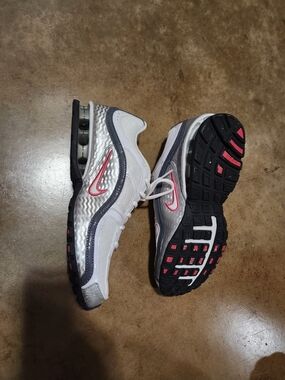 Nike Air Max Running Sneakers - White with Pink Swoosh